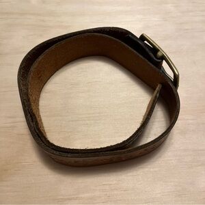 Vintage Brown Tooled Leather Floral Belt Brass Buckle Boho Western